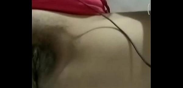  Wife video calling husband brother with honey on her nipples.